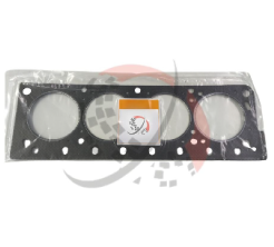 Gasket kit for forklift engines, featuring multiple circular openings, packaged with a branded label, relevant to engine parts for maintenance and rebuilds.