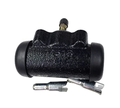 Hydraulic wheel cylinder with fittings, essential for forklift hydraulic systems, supporting maintenance and performance in industrial applications.