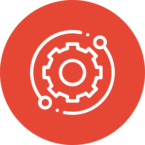 Icon representing mechanical gear and circular motion, symbolizing precision and efficiency in forklift attachments and machinery.