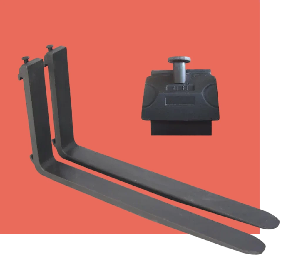 High-quality forklift tynes and forks with mounting class details, designed for durability and compatibility in material handling.