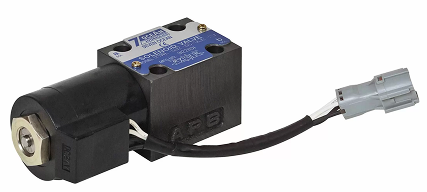 Transmission solenoid component for hydraulic auto transmission systems, featuring a black casing and electrical connector, highlighting precision engineering for optimal performance.