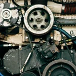 Close-up of a forklift engine showcasing mechanical components, highlighting Serene's expertise in warehouse solutions and material handling at Mandarin Imports & Exports.